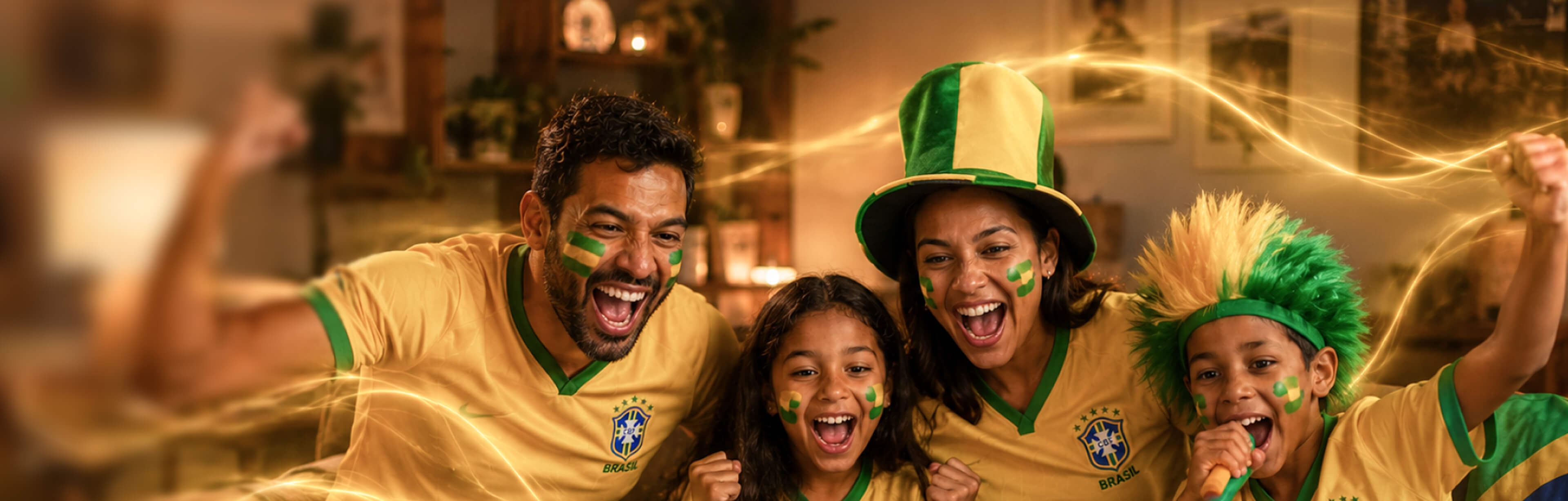 Família torcendo pelo Brasil