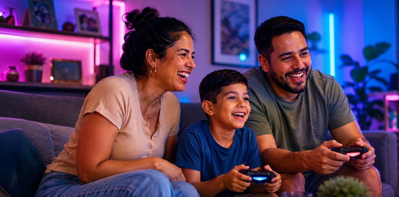 Família ativando o Modo Férias com a Weclix